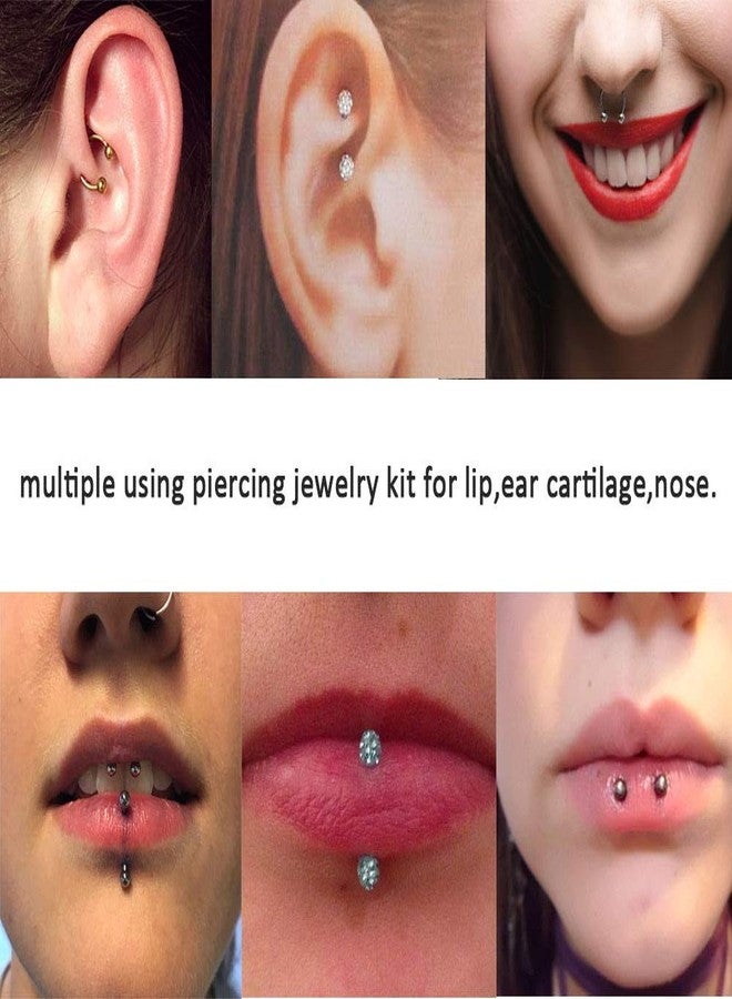 AVYRING أقراط AVYRING مقاس 16G و8 مم، مصنوعة من الفولاذ المقاوم للصدأ مع كرة كريستالية، مناسبة لثقب الغضروف والحلزون، حلقات الحاجز الأنفي، مجوهرات الحواجب، فضية اللون. - Image 4